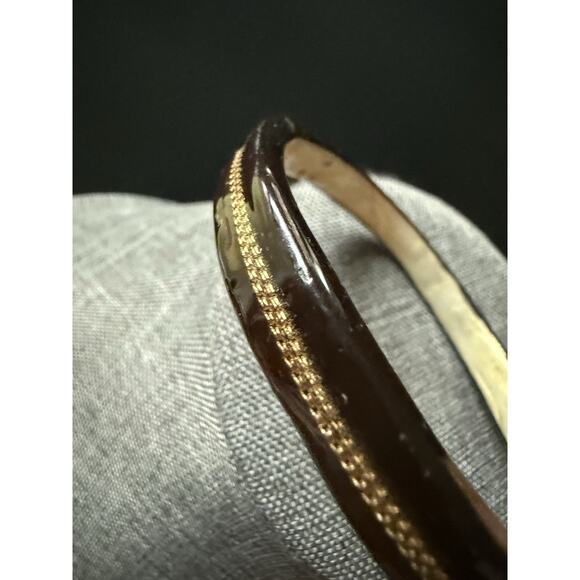 Vintage Lucite Acrylic Bracelet Brown Mod Stackable MCM Retro Minimalist Career - Picture 2 of 6